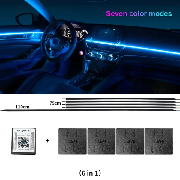 14/18 in 1 Led Acrylic Car Ambient Light RGB 64 213 Color Symphony Acrylic APP Streamer Atmosphere Lamp Kit One Zone Dual Zone