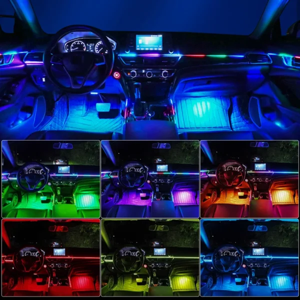 14/18 in 1 Led Acrylic Car Ambient Light RGB 64 213 Color Symphony Acrylic APP Streamer Atmosphere Lamp Kit One Zone Dual Zone