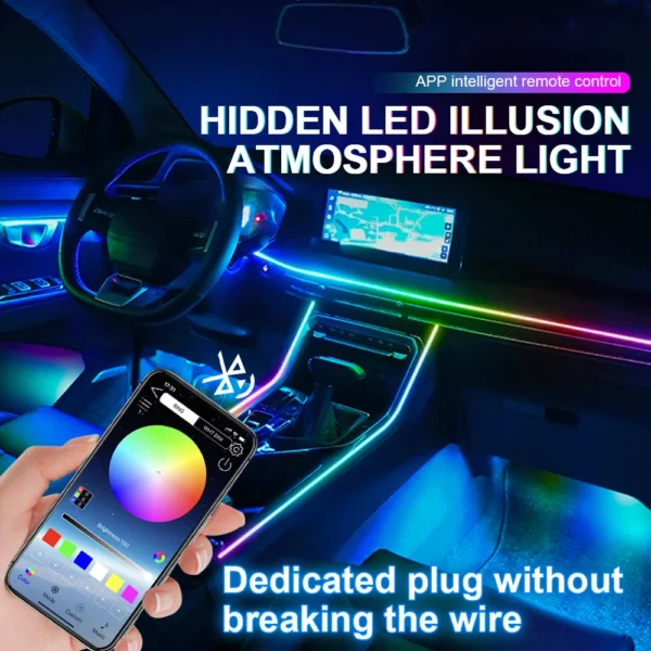 14/18 in 1 Led Acrylic Car Ambient Light RGB 64 213 Color Symphony Acrylic APP Streamer Atmosphere Lamp Kit One Zone Dual Zone